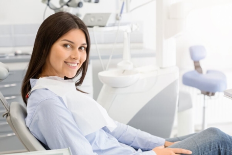 Woman smiling in dental chair