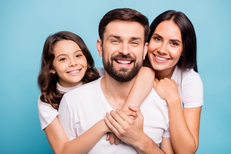 family with white smile