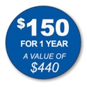 $150 for 1 Year Special Offer
